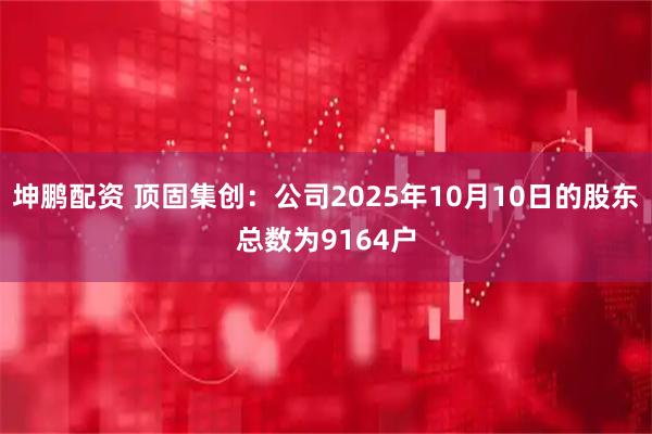 坤鹏配资 顶固集创：公司2025年10月10日的股东总数为9164户