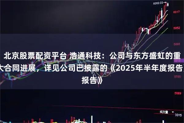 北京股票配资平台 浩通科技：公司与东方盛虹的重大合同进展，详见公司已披露的《2025年半年度报告》